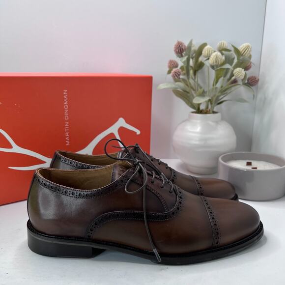 Martin Dingman Cambridge Cap Toe Dress Shoes Chocolate 300191M Men\'s 9 Tried On main image 10